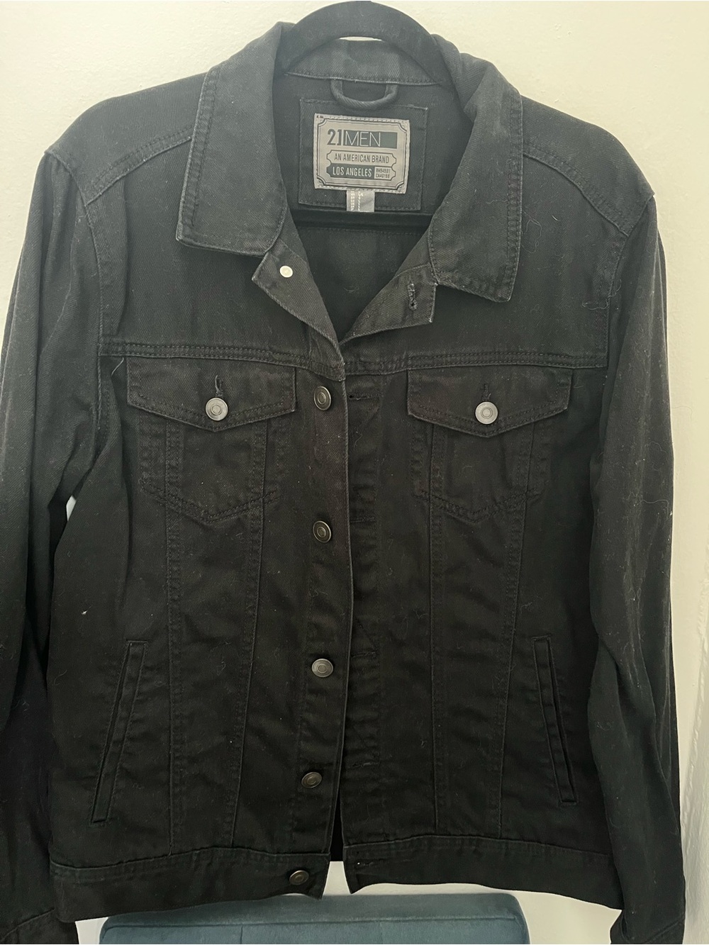 21MEN Black Denim Trucker Jacket
